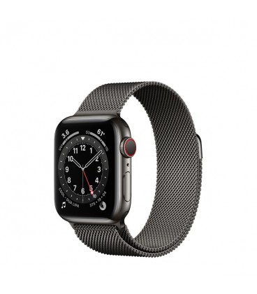 ساعت هوشمند اپل واچ سری 6 مدل  Graphite Stainless Steel Case With Milanese Loop Band 40mm