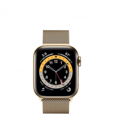 ساعت هوشمند اپل واچ سری 6 مدل  Gold Stainless Steel Case With Milanese Loop Band 44mm