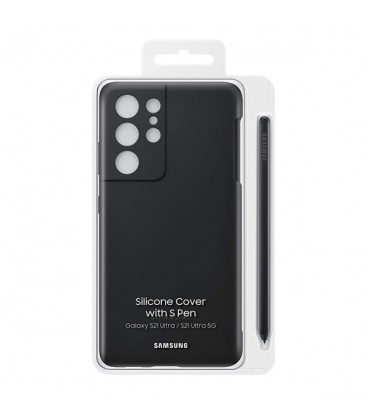 کاور محافظ مدل Silicon مناسب برای گوشی سامسونگ Galaxy S21 Ultra به همراه قلم نوری