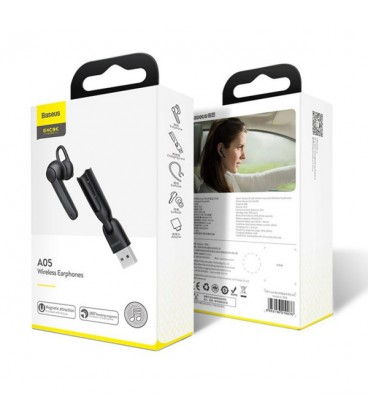 هدفون بی‌ سیم تک گوشی باسئوس مدل A05 Encok Vehicle-mounted Wireless Earphones NGA05-01 همراه با داک شارژ