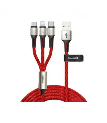 کابل سه سر باسئوس مدل Car Co-sharing Three-in-One CAMLT-FX01 طول 1 متر