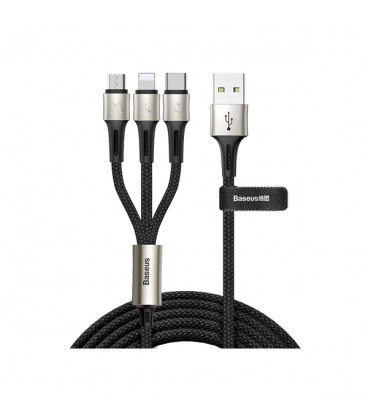 کابل سه سر باسئوس مدل Car Co-sharing Three-in-One CAMLT-FX01 طول 1 متر