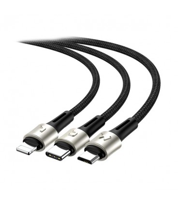 کابل سه سر باسئوس مدل Car Co-sharing Three-in-One CAMLT-FX01 طول 1 متر