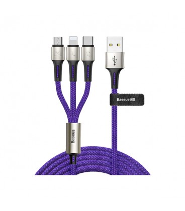 کابل سه سر باسئوس مدل Car Co-sharing Three-in-One CAMLT-FX01 طول 1 متر