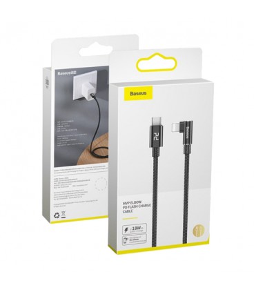 کابل Type C به Lightning باسئوس مدل MVP Elbow PD Flash 18W CATLMVP-A01 طول 1 متر