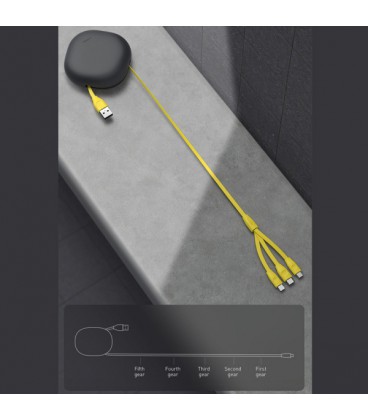 کابل سه سر باسئوس مدل Lets go Little Reunion CAMLT-TY24 طول 85 سانتی متر دارای سیم جمع کن