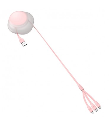 کابل سه سر باسئوس مدل Lets go Little Reunion CAMLT-TY24 طول 85 سانتی متر دارای سیم جمع کن