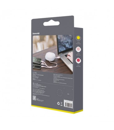 کابل سه سر باسئوس مدل Lets go Little Reunion CAMLT-TY24 طول 85 سانتی متر دارای سیم جمع کن