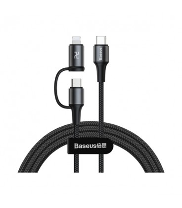 کابل Type-C به Type-C / Lightning دو کاره فست شارژ باسئوس مدل Twins 2 in 1 CATLYW-H01 طول 1 متر