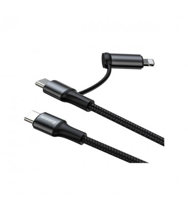 کابل Type-C به Type-C / Lightning دو کاره فست شارژ باسئوس مدل Twins 2 in 1 CATLYW-H01 طول 1 متر