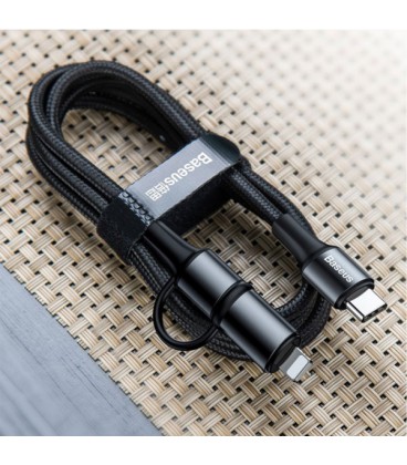 کابل Type-C به Type-C / Lightning دو کاره فست شارژ باسئوس مدل Twins 2 in 1 CATLYW-H01 طول 1 متر