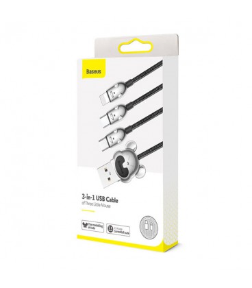 کابل سه سر باسئوس مدل 3in-1 of Three Mouse CAMLT-MU01 طول 1.2 متر