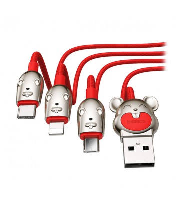 کابل سه سر باسئوس مدل 3in-1 of Three Mouse CAMLT-MU01 طول 1.2 متر