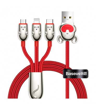 کابل سه سر باسئوس مدل 3in-1 of Three Mouse CAMLT-MU01 طول 1.2 متر