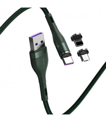 کابل مگنتی سه سر باسئوس مدل Zinc Magnetic MLC CA1T3-BG1 طول 1 متر