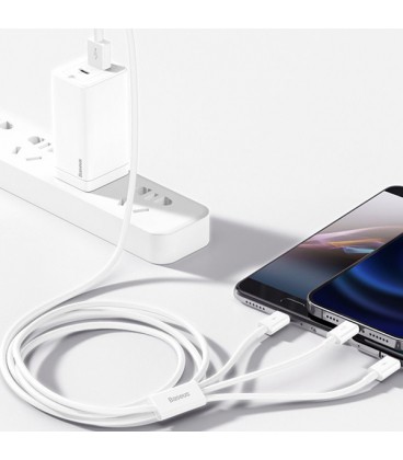 کابل سه سر باسئوس مدل Superior Fast Charging USB to M+L+C CAMLTYS-02 طول 1.5 متر