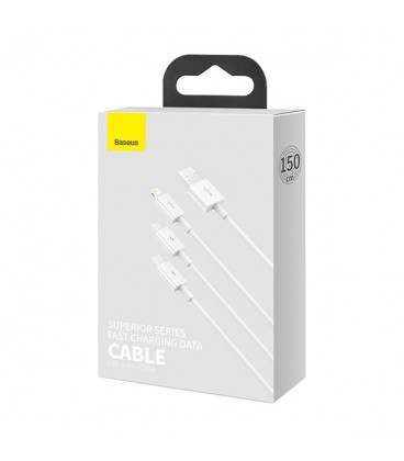 کابل سه سر باسئوس مدل Superior Fast Charging USB to M+L+C CAMLTYS-02 طول 1.5 متر