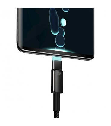 کابل Type C فست شارژ باسئوس مدل Tungsten Gold CATWJ-C01 طول 2 متر