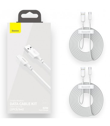 کابل Type C پک دوتایی باسئوس مدل Simple Wisdom Data Cable Kit TZCATZJ-02 طول 1.5 متر