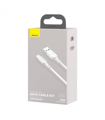 کابل Type C پک دوتایی باسئوس مدل Simple Wisdom Data Cable Kit TZCATZJ-02 طول 1.5 متر
