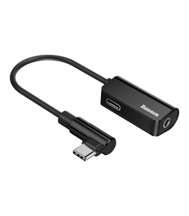 کابل تبدیل Type-C باسئوس اتصال همزمان هندزفری و شارژر مدل Audio Converter CATL45-01 طول 12 سانتی متر