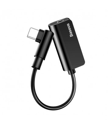 کابل تبدیل Type-C باسئوس اتصال همزمان هندزفری و شارژر مدل Audio Converter CATL45-01 طول 12 سانتی متر