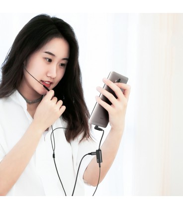 کابل تبدیل Type-C باسئوس اتصال همزمان هندزفری و شارژر مدل Audio Converter CATL45-01 طول 12 سانتی متر