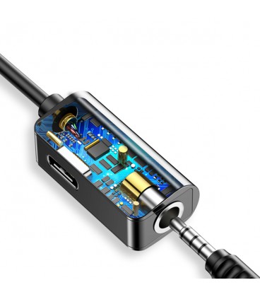 کابل تبدیل Type-C باسئوس اتصال همزمان هندزفری و شارژر مدل Audio Converter CATL45-01 طول 12 سانتی متر