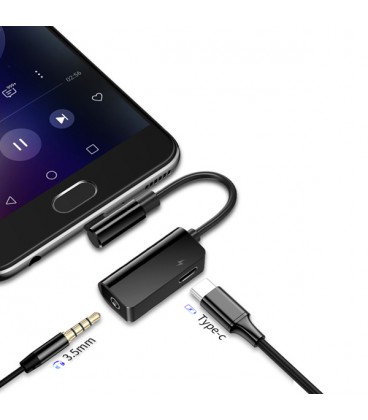 کابل تبدیل Type-C باسئوس اتصال همزمان هندزفری و شارژر مدل Audio Converter CATL45-01 طول 12 سانتی متر