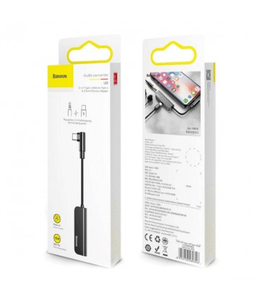 کابل تبدیل Type-C باسئوس اتصال همزمان هندزفری و شارژر مدل L53 PD Converter CATL53-01