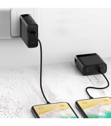 پاوربانک 5000 میلی آمپر ساعت و شارژر دیواری باسئوس مدل Power station QC3.0 2 in 1 PPNLD-01