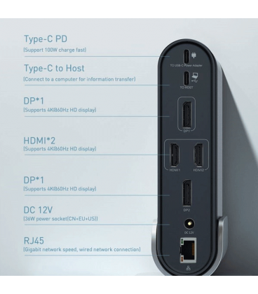 هاب 16 پورت مدل باسئوس Working Station Multifunctional Type-C HUB Adapter CAHUB-AG0G