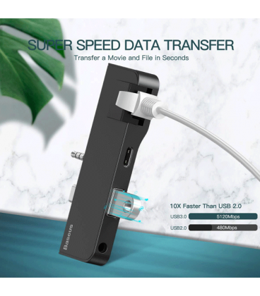 هاب 4 پورت باسئوس مدل MultiFunctional HUB Adapter CAHUB-FG01 مناسب برای Surface Go