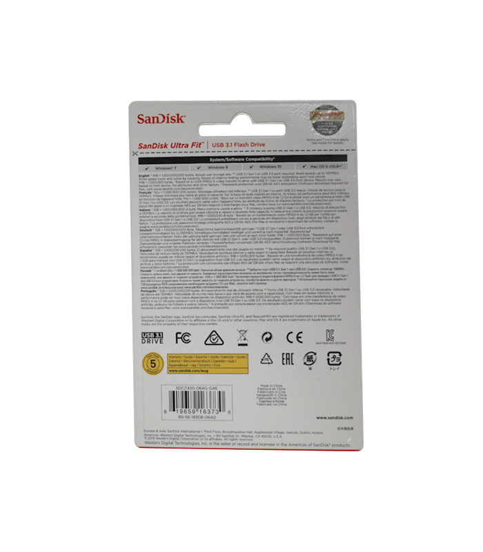 فلش مموری سن دیسک مدل Ultra Fit USB 3.1 CZ430 ظرفیت 64 گیگابایت