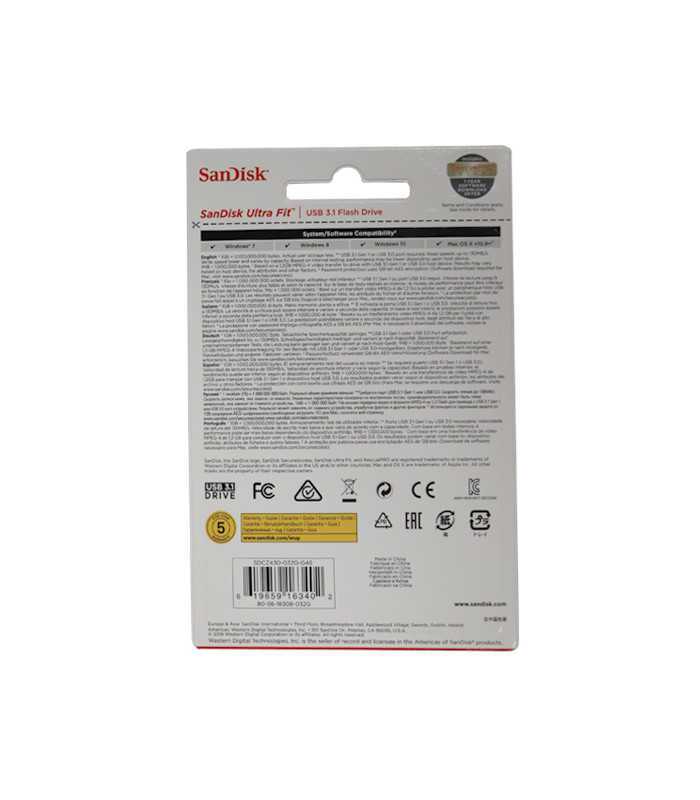 فلش مموری سن دیسک مدل Ultra Fit USB 3.1 CZ430 ظرفیت 32 گیگابایت