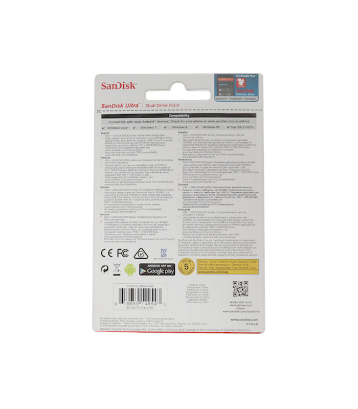 فلش مموری سن دیسک مدل Ultra Dual Drive m3.0 ظرفیت 16 گیگابایت