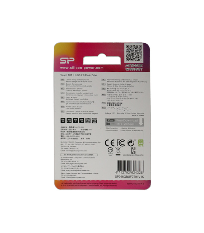 فلش مموری سیلیکون پاور مدل Touch T01 ظرفیت 16 گیگابایت