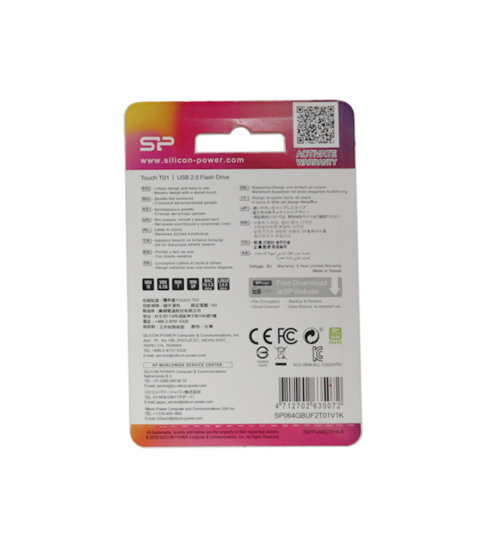 فلش مموری سیلیکون پاور مدل Touch T01 ظرفیت 64 گیگابایت