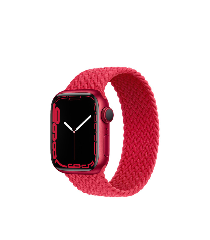 ساعت هوشمند اپل واچ سری 7 مدل Red Aluminum Case with Braided Solo Loop Band 41mm