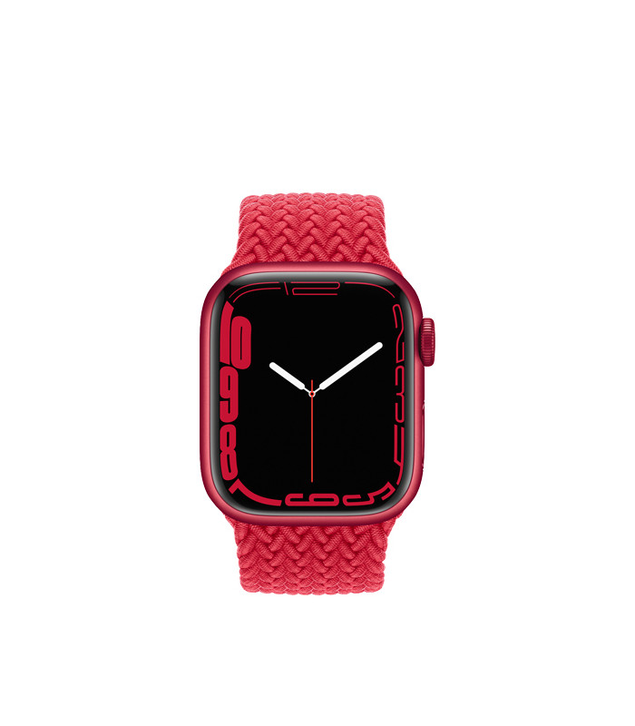 ساعت هوشمند اپل واچ سری 7 مدل Red Aluminum Case with Braided Solo Loop Band 45mm