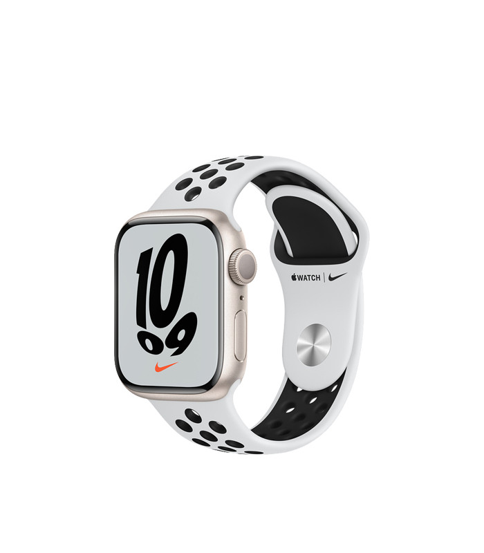 ساعت هوشمند اپل واچ سری 7 مدل Starlight Aluminum Case with Nike Sport Band 45mm