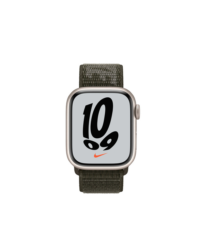 ساعت هوشمند اپل واچ نایک سری 7 مدل Starlight Aluminum Case with Nike Sport Loop Band 41mm