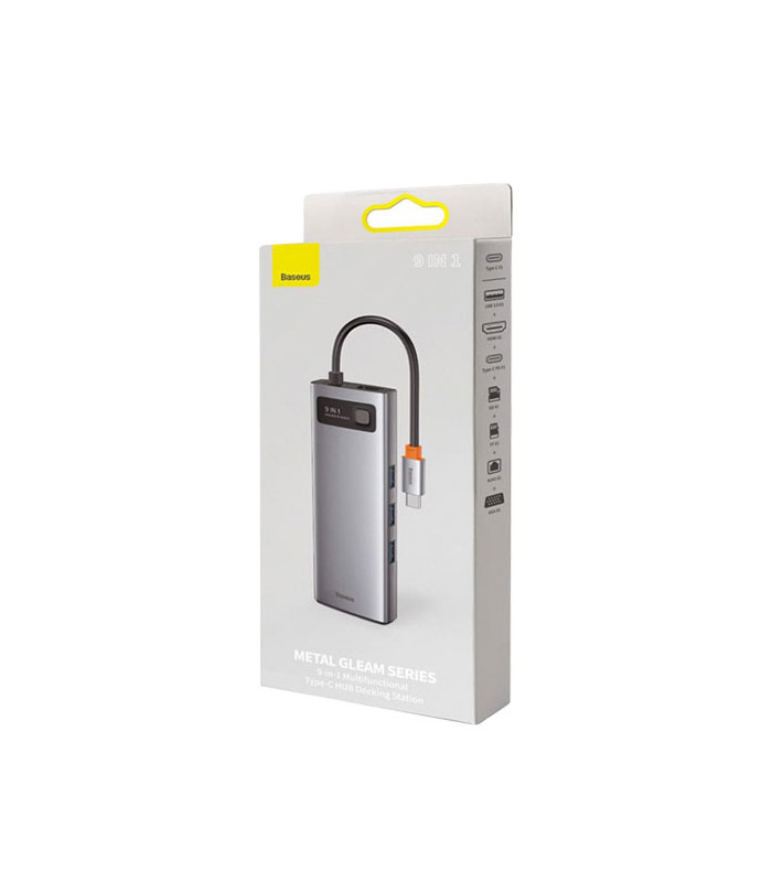 هاب 9 پورت باسئوس مدل Metal Gleam 9 in 1 Multifunctional Type-C HUB CAHUB-CU0G