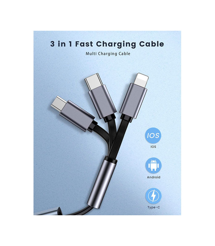 کابل سه سر الدینیو مدل LDNIO LC99  3 in 1 Stick Management طول 30 سانتی متر