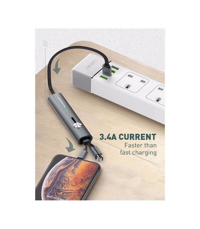 کابل سه سر الدینیو مدل LDNIO LC99  3 in 1 Stick Management طول 30 سانتی متر