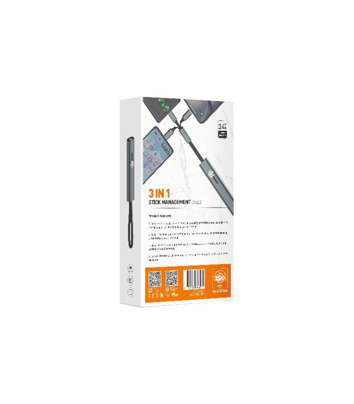 کابل سه سر الدینیو مدل LDNIO LC99  3 in 1 Stick Management طول 30 سانتی متر