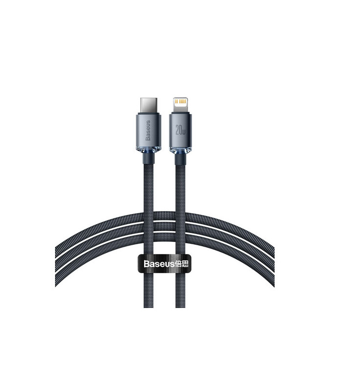 کابل Lightning باسئوس مدل Crystal Shine Fast Charging Data طول 1.2 متر توان 20 وات