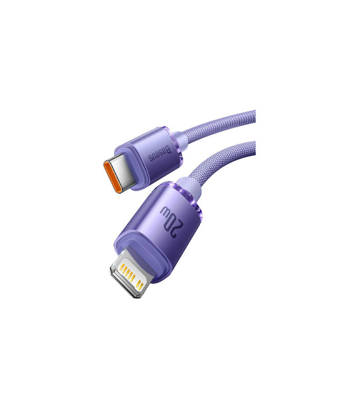 کابل Lightning باسئوس مدل Crystal Shine Fast Charging Data طول 1.2 متر توان 20 وات