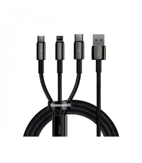 کابل سه سر باسئوس مدل Tungsten Gold USB to M+L+C CAMLTWJ-01 طول 1.5 متر