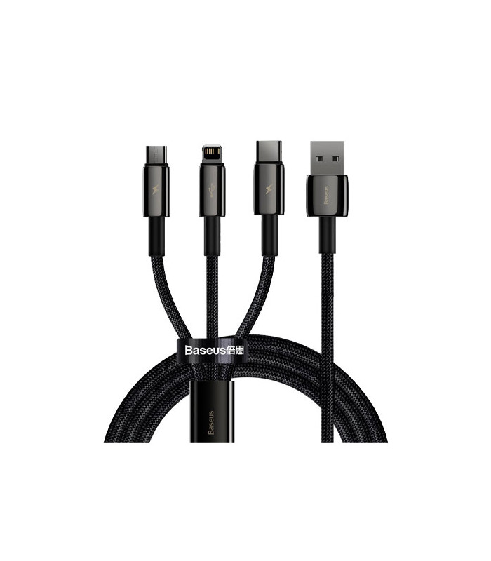 کابل سه سر باسئوس مدل Tungsten Gold USB to M+L+C CAMLTWJ-01 طول 1.5 متر